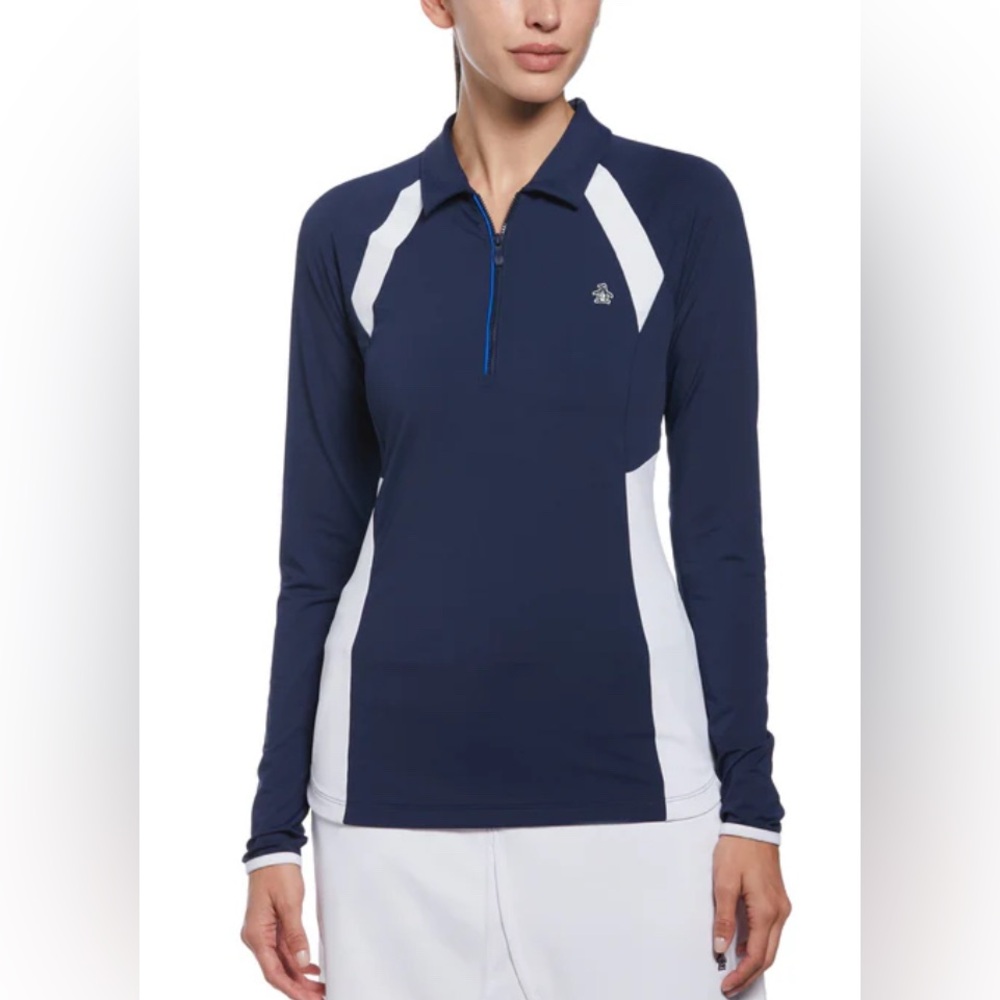 Penguin ladies quarter zip long sleeved top